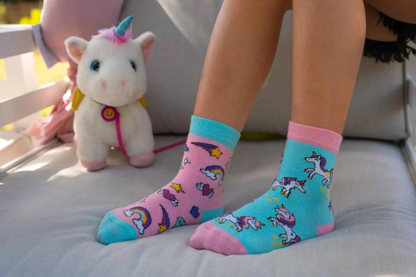 Einhorn Kindersocken, Motivsocken für Kinder, Geschenkidee für Mädchen.