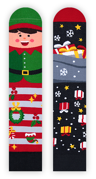 Weihnachtssocken, Elfen Socken, Motivsocken, Geschenk zu Weihnachten.