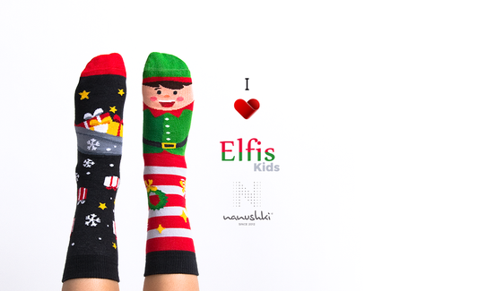 Elfen Socken, Weihnachtssocken für Kinder, Motivsocken für Kinder.