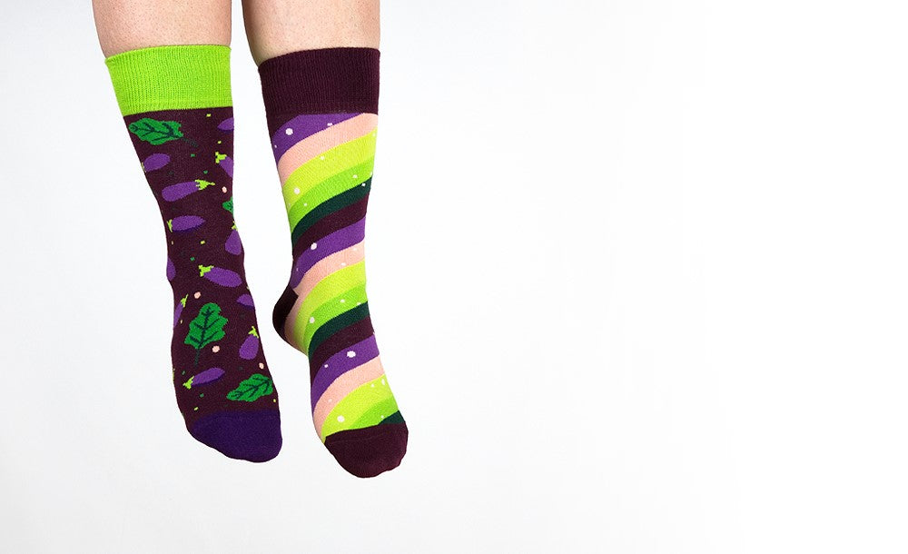 Aubergine Socken, Food Socken und weitere Motivsocken auf Sockeläuft.de