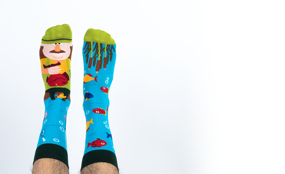 Angler Socken, Fischer Socken, Motivsocken oder weitere Themensocken auf Sockeläuft.de