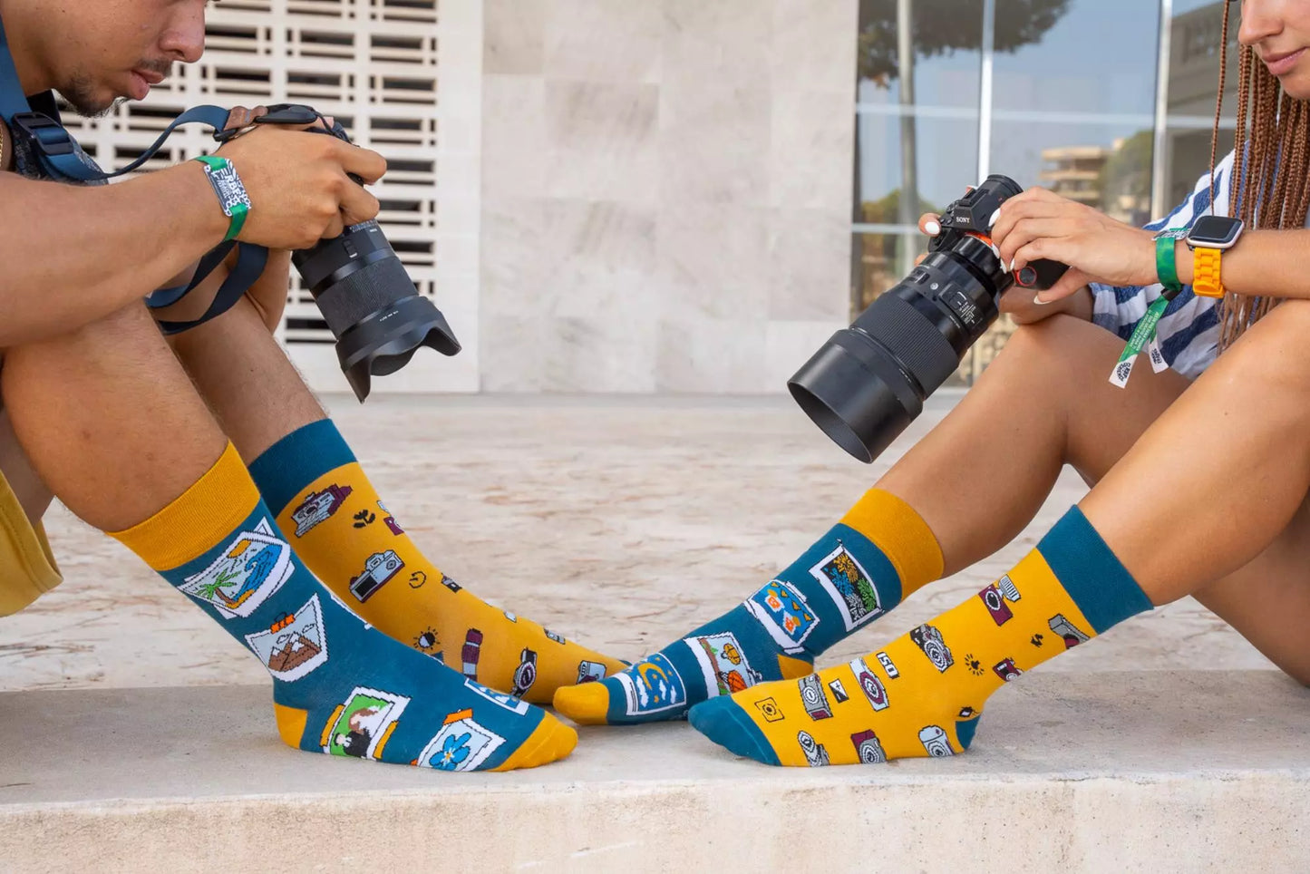 Retro Socken, Kamera Socken, Motivsocken, bunte Socken, Geschenkidee für Fotograf.