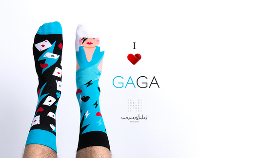 Lady Gaga Socken, Musik Socken, Socken mit Berühmtheiten, Motivsocken, Themensocken, Geschenkidee für Musikerin.