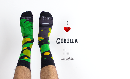 Gorilla Socken, Socken mit Tiermotiven, Themensocken, Motivsocken, Geschenk für Tierpfleger oder Tierarzt.
