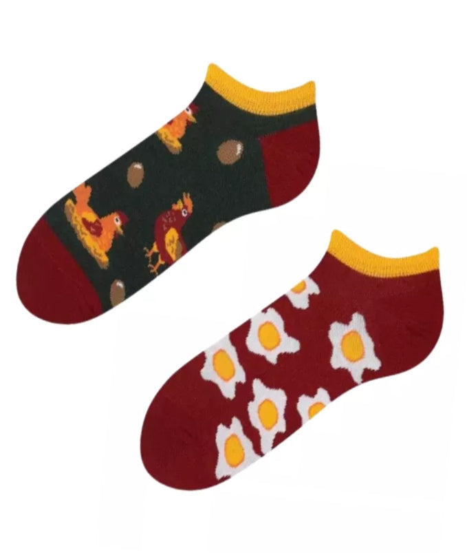 Hühner Sneakersocken, bunte Sneakersocken, Sneakersocken mit Motiven.