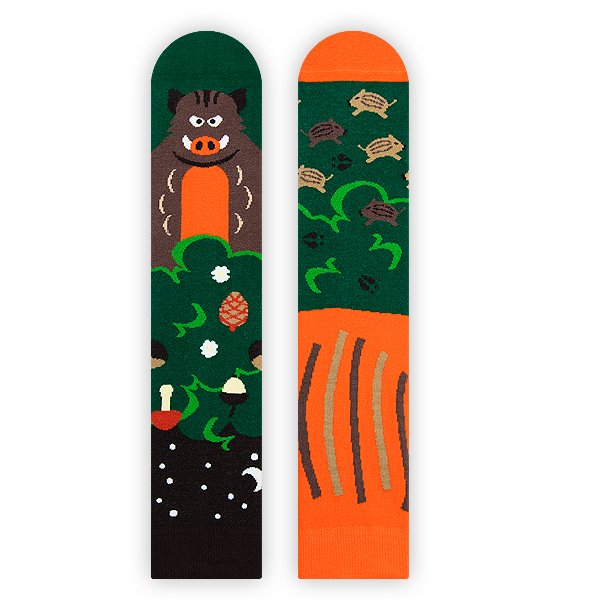 Wildschwein Socken, Socken mit Tiermotiven, Themensocken, Motivsocken, Geschenk für Förster oder Jäger.