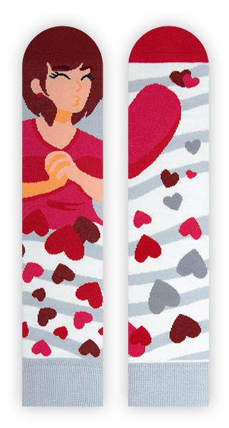 Love Socken, Herz Socken, Geschenkidee zum Valentinstag, Themensocken, Motivsocken, Geschenkidee für die Freundin.