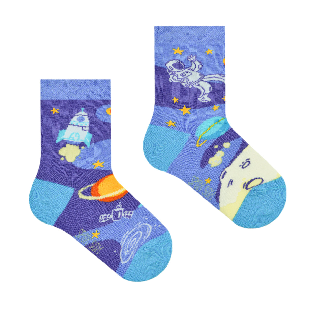 Astronauten Kindersocken, Motivsocken für Kinder, bunte Socken für Jungs und Mädchen auf Sockeläuft.de