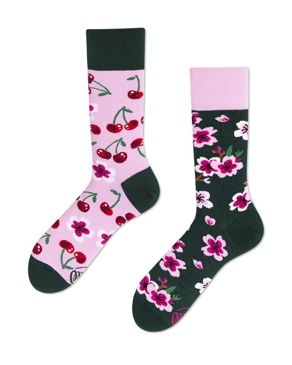 Kirsch Socken, Blumen Socken, Motivsocken, Themensocken, Geschenkidee für die Freundin..