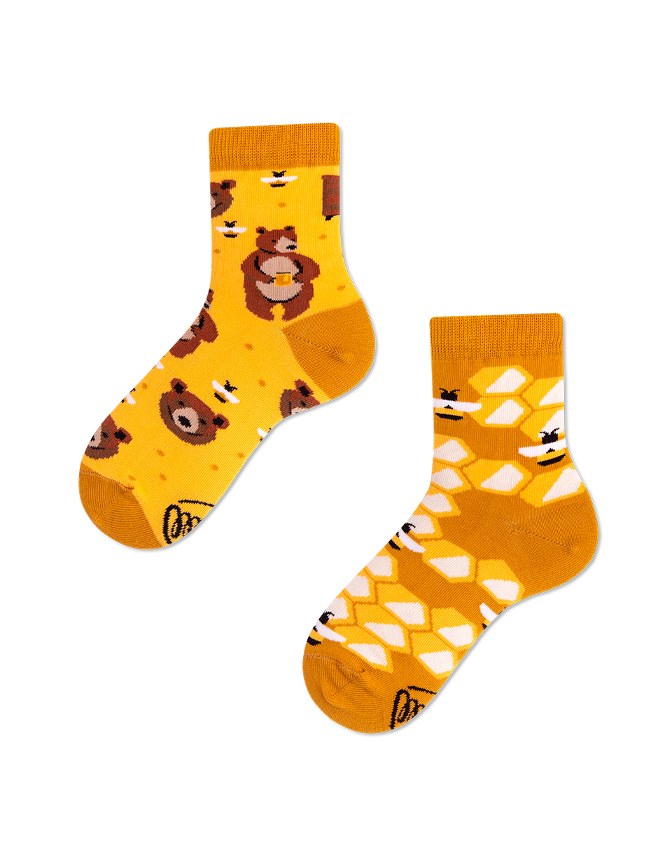 Honigbär Kindersocken, Motivsocken für Kinder, Geschenkidee für Jungs und Mädchen.