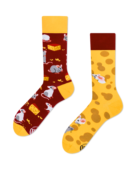 Maus Socken, Käse Socken, Socken mit Tiermotiven, Motivsocken, Themensocken, Geschenkidee für Tierpflegerin.