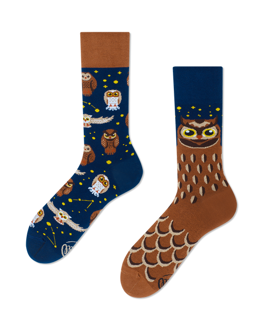 Eulen Socken, Socken mit Tiermotiven, Motivsocken, Themensocken, Geschenkidee für Nachteulen.