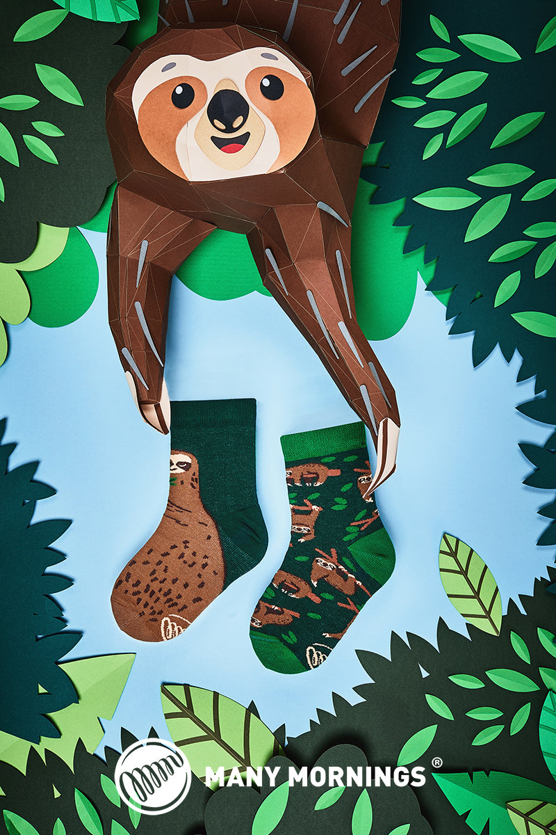 Faultier Kindersocken, Motivsocken für Kinder, Geschenkidee für Jungs und Mädchen.