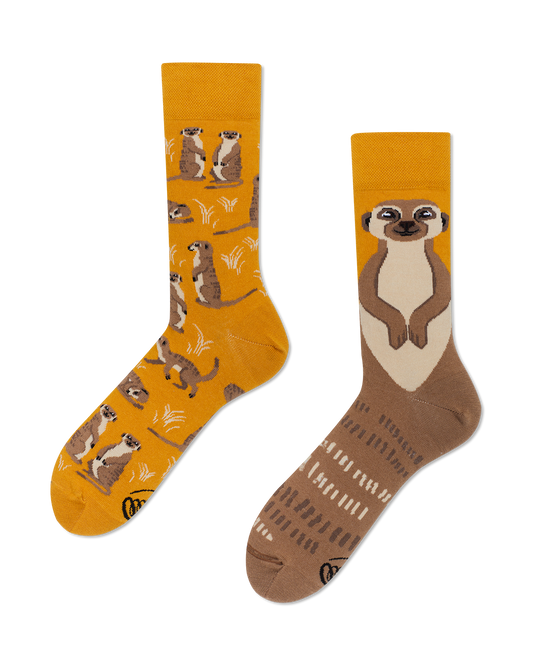 Erdmännchen Socken, Surikate Socken, Socken mit Tiermotiven, Motivsocken, Themensocken, Geschenkidee für Tierpflegerin.