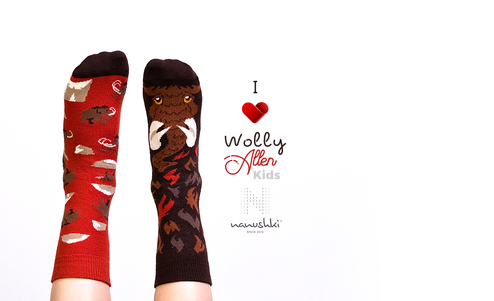 Kindersocken, Mammut Socken für Kinder, Motivsocken für Kinder.
