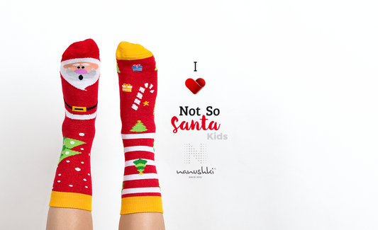Weihnachtsmann Socken, Weihnachtssocken für Kinder, Motivsocken für Kinder.