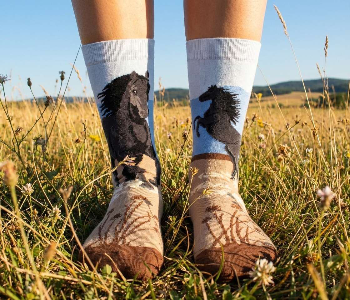 Motivsocken, Pferde Socken, Themensocken, Geschenkidee für Pferdebesitzer