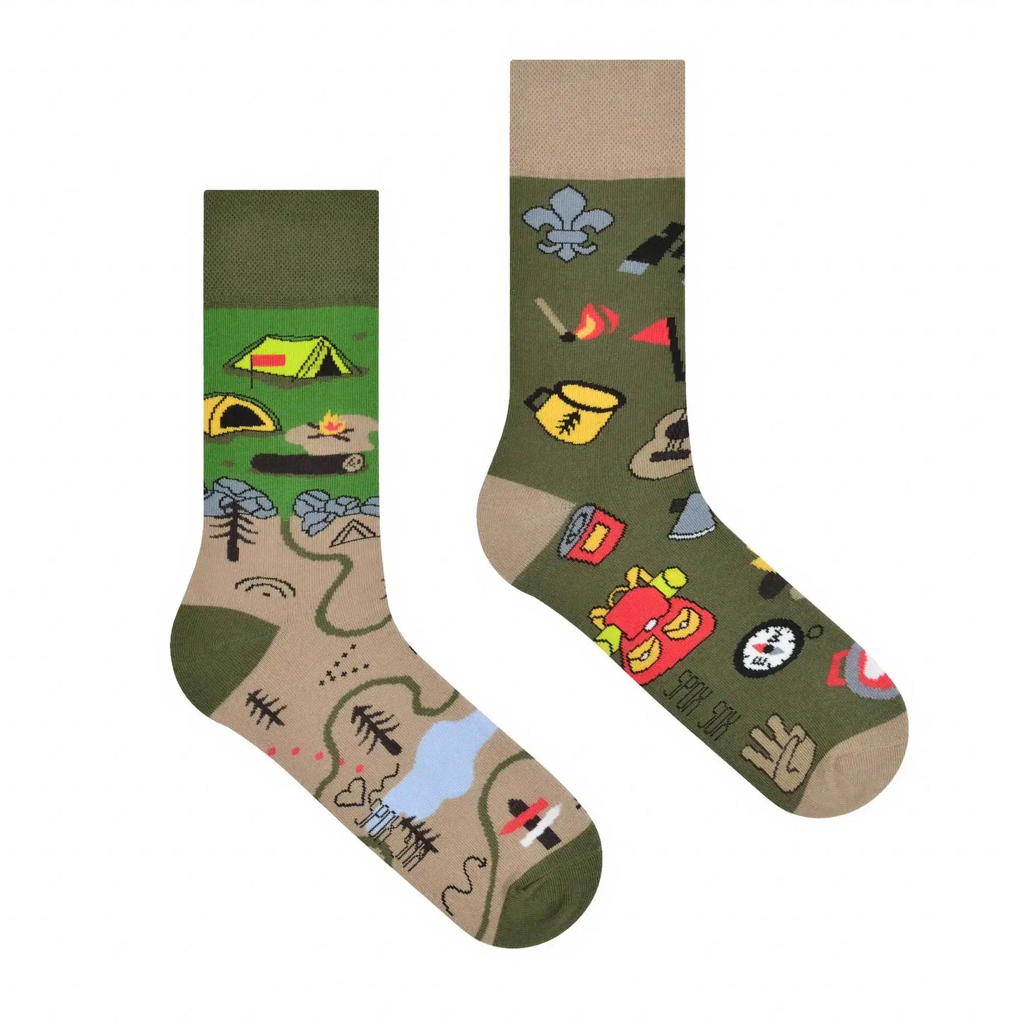 Pfadfinder Socken, Motivsocken, bunte Socken, Geschenkidee für Wanderfreunde.