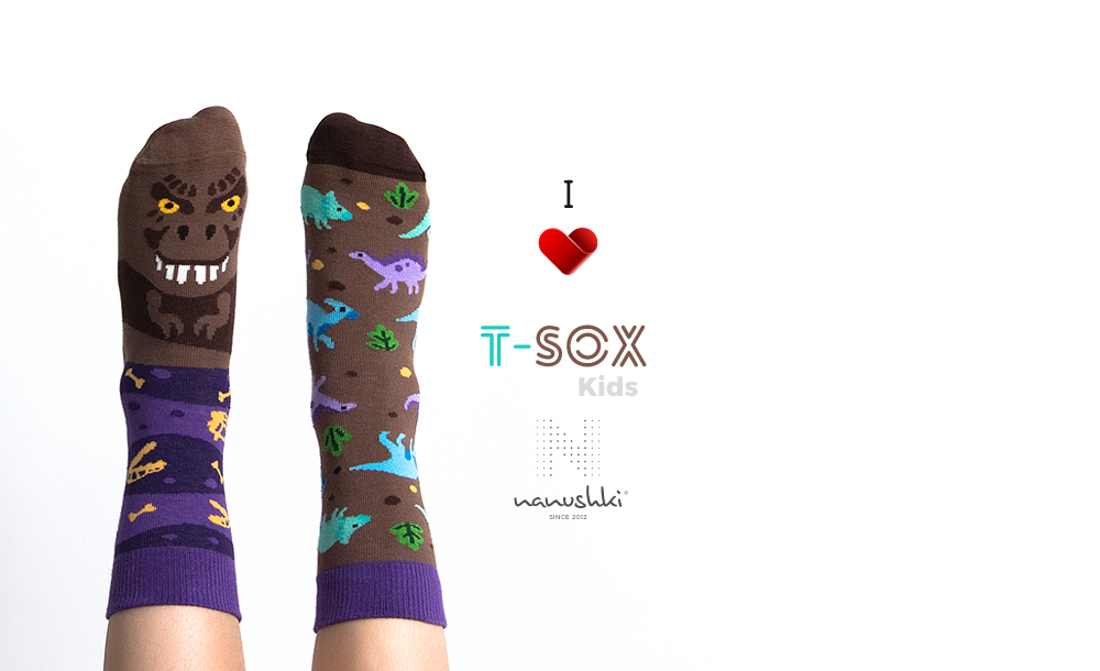 Kindersocken, T-Rex Socken für Kinder, Dino Socken für Kinder, Motivsocken für Kinder.