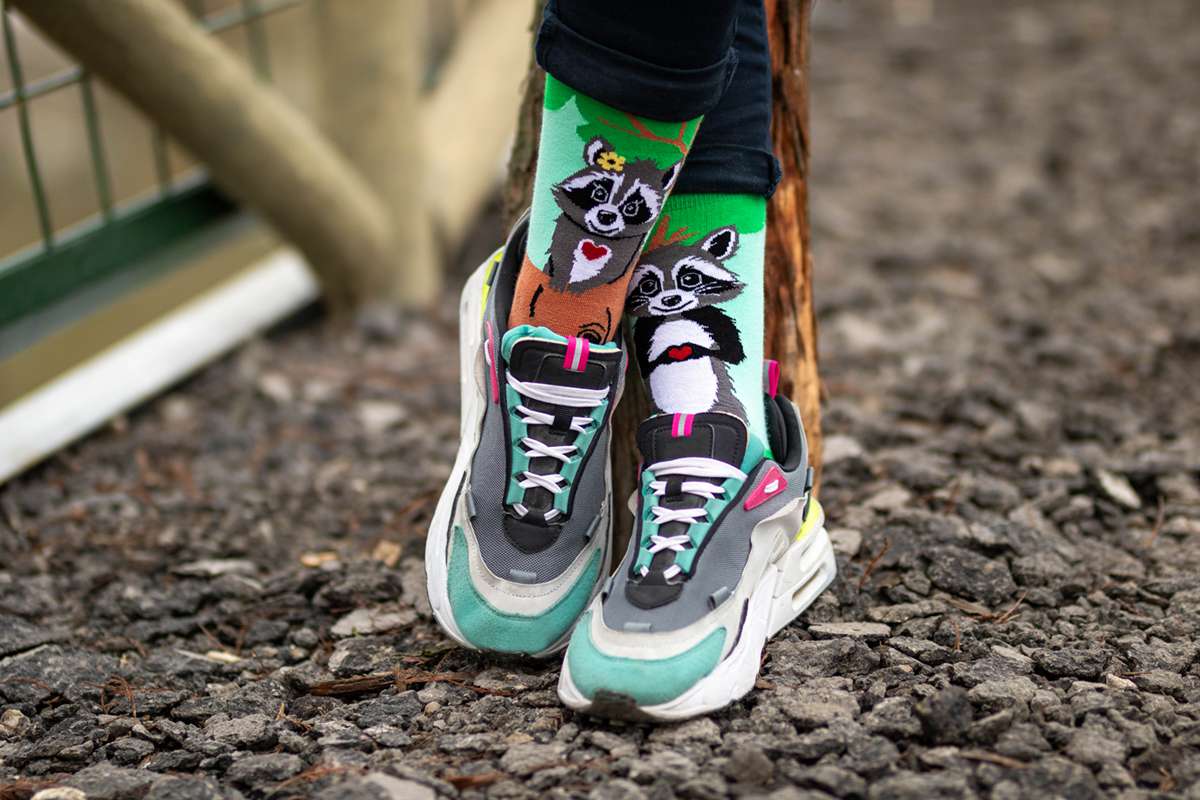 Motivsocken, Waschbär Socken, Themensocken, Geschenkidee für Paare