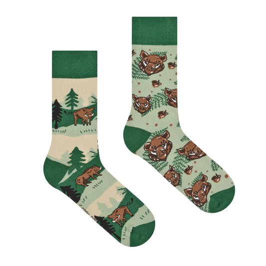 Wildschwein Socken, Motivsocken, bunte Socken, Geschenkidee für Jäger.