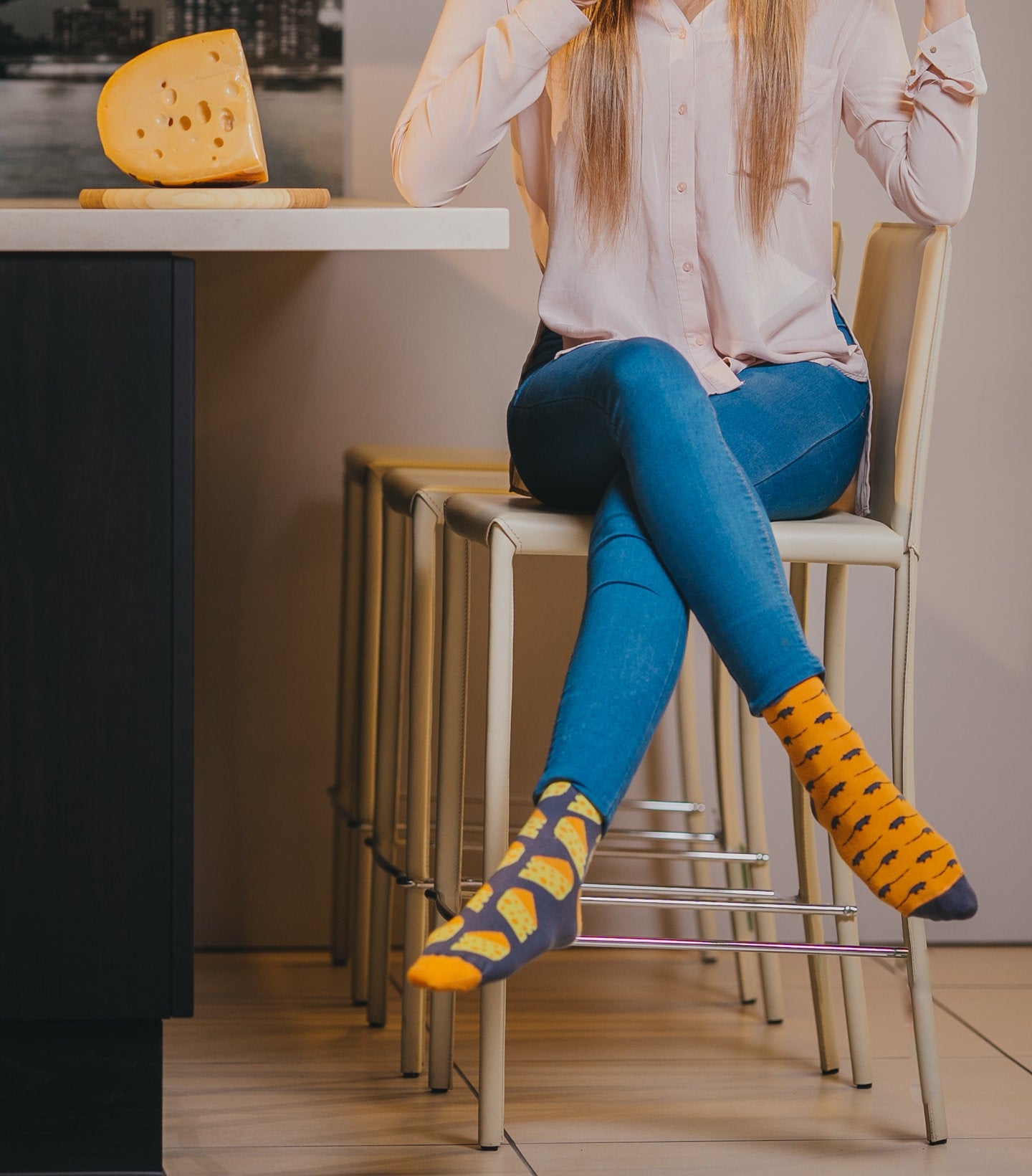 Maus Socken, Käse Socken, Motivsocken, bunte Socken, Geschenkidee für Tierpflegerin.