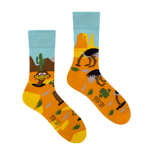 Strauß Socken, Wüsten Socken, Motivsocken, bunte Socken, Geschenkidee für Straußenfarm.