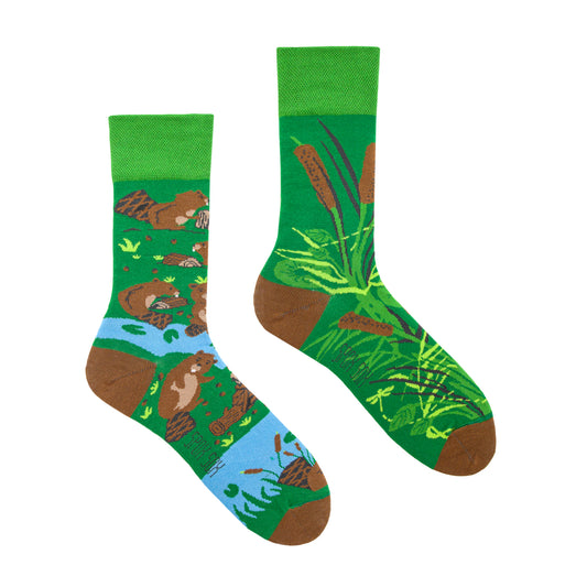 Bieber Socken, Motivsocken, bunte Socken, Geschenkidee für Naturfreunde.