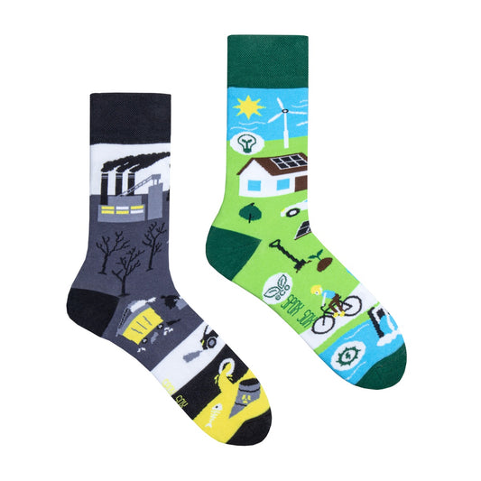Ökologie Socken, Motivsocken, bunte Socken, Geschenk für friday for future.