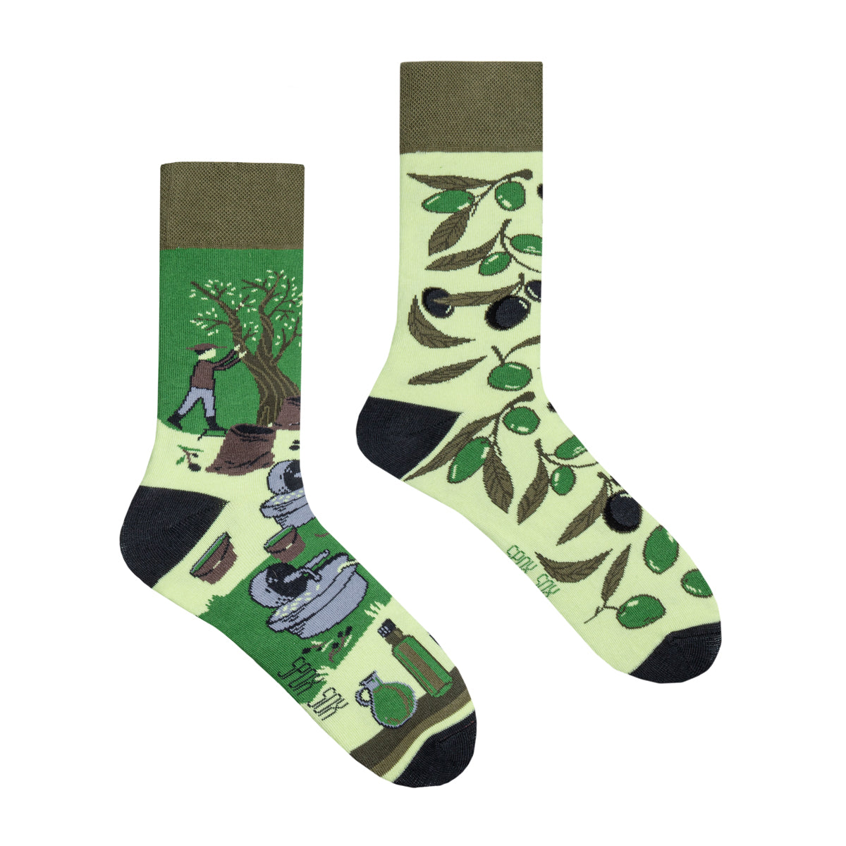 Oliven Socken, Motivsocken, bunte Socken, Geschenkidee für Koch.