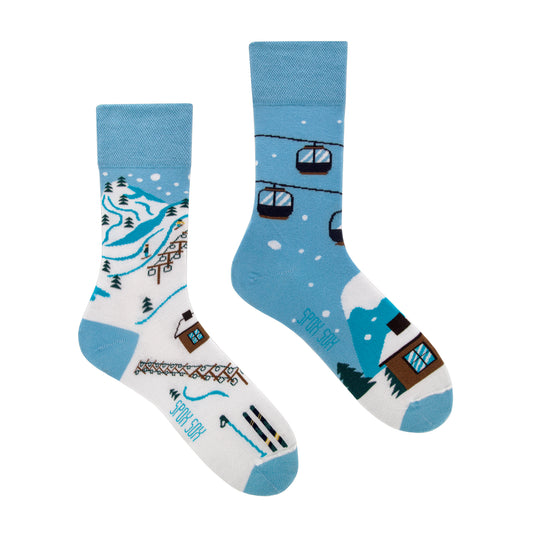 Skifahrer Socken, Winter Socken, Motivsocken, bunte Socken, Geschenkidee zu Weihnachten.