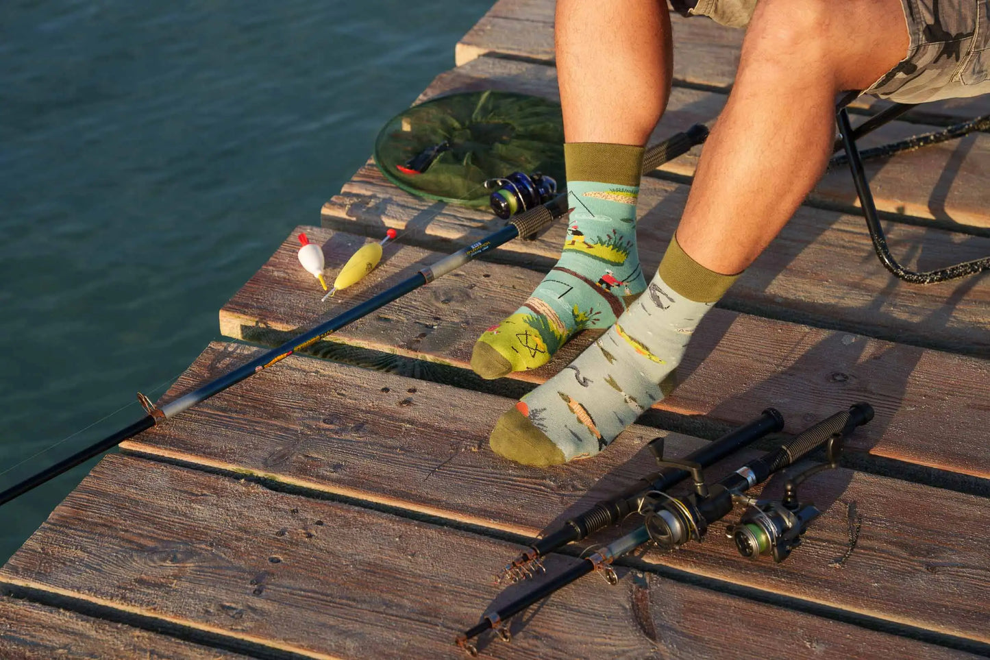 Angler Socken, Motivsocken, bunte Socken, Geschenkidee für Angler