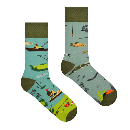 Angler Socken, Motivsocken, bunte Socken, Geschenkidee für Angler