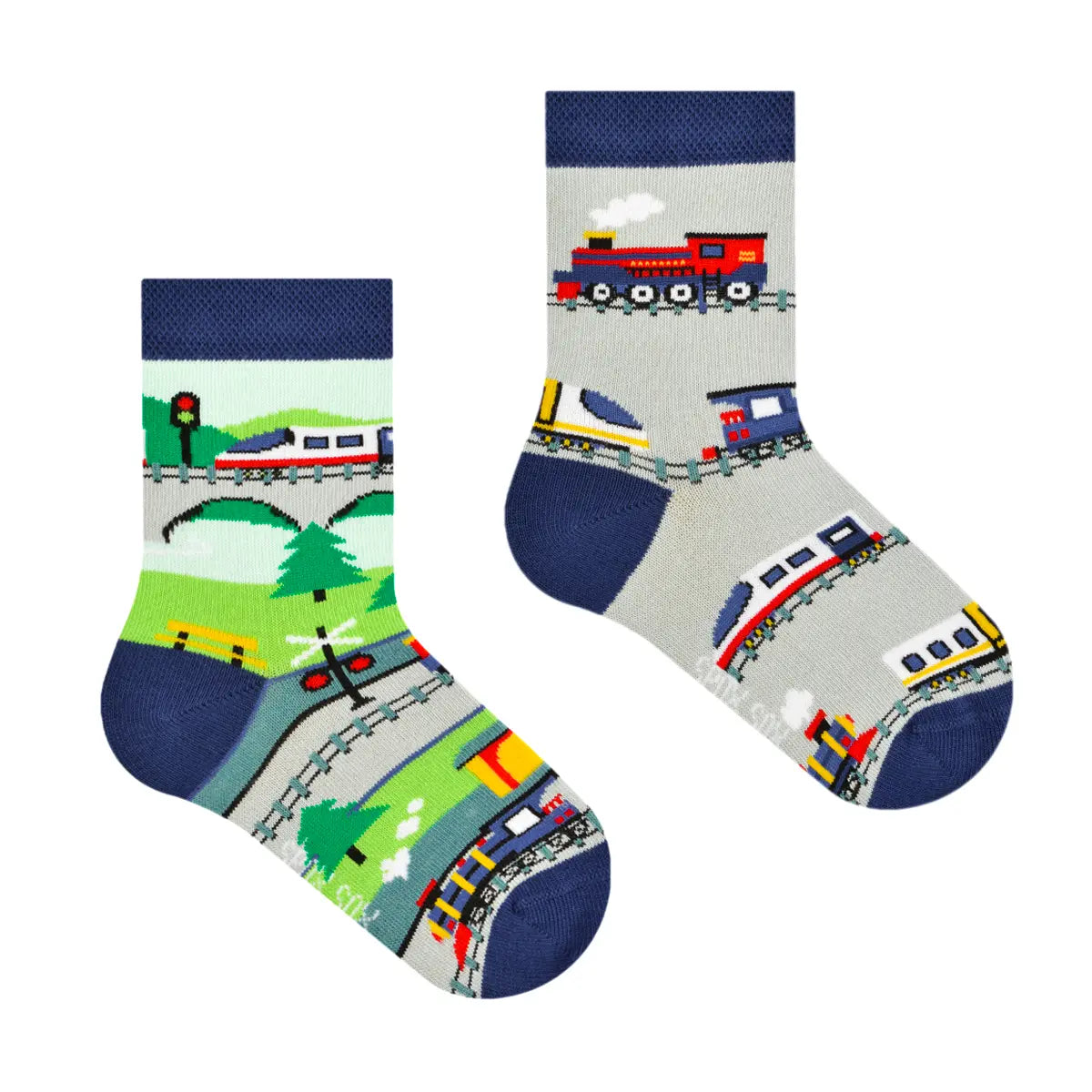 Eisenbahn Kindersocken, Motivsocken für Kinder, Geschenkidee für Jungs und Mädchen.