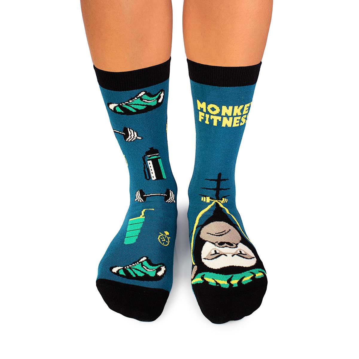 Motivsocken, Affen Socken, Themensocken, Geschenkidee für Fitness Freak