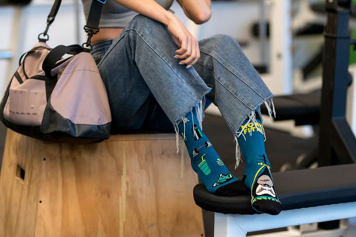 Motivsocken, Affen Socken, Themensocken, Geschenkidee für Fitness Freak
