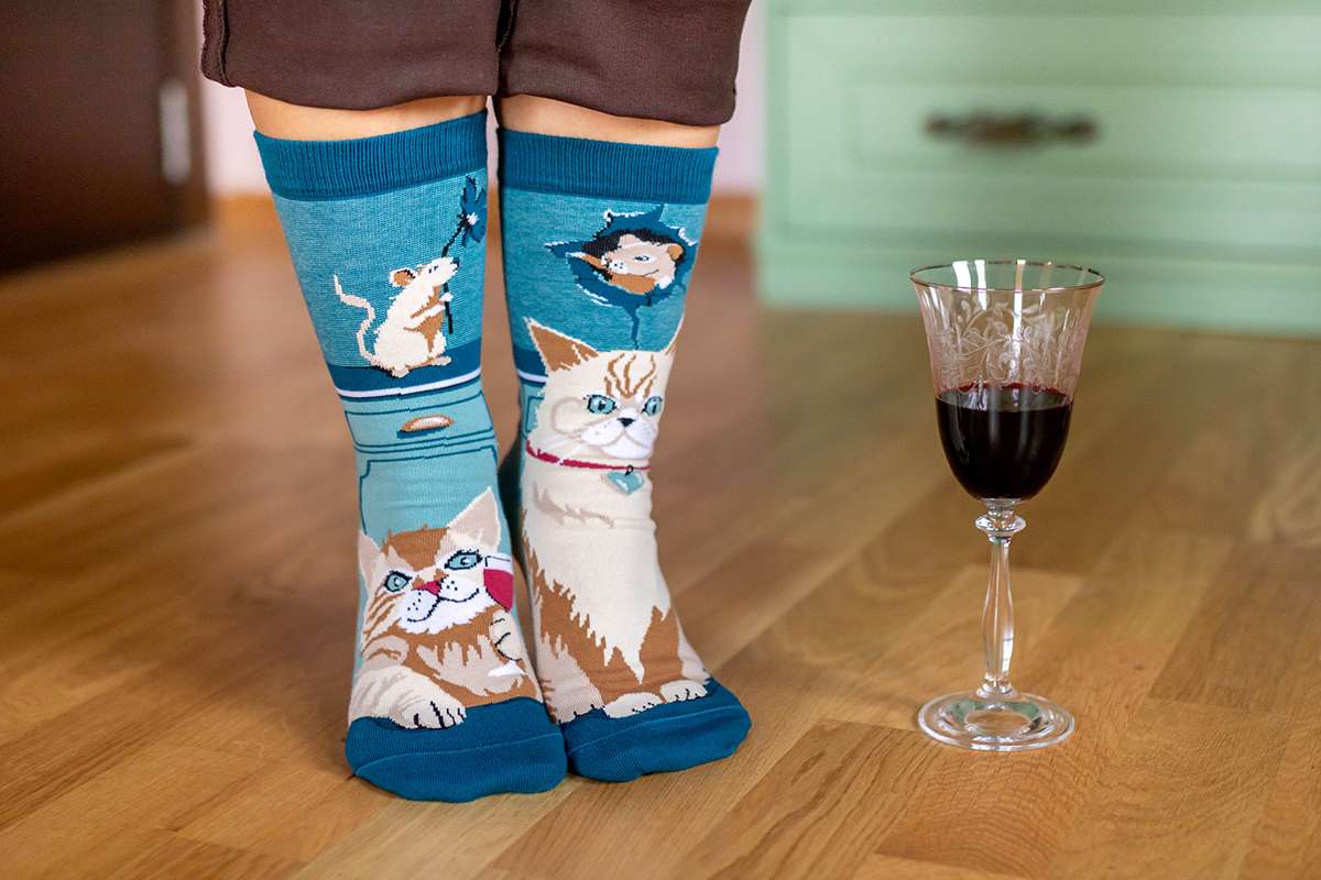 Motivsocken, Katzen Socken, Themensocken, Geschenkidee für Katzenbesitzer