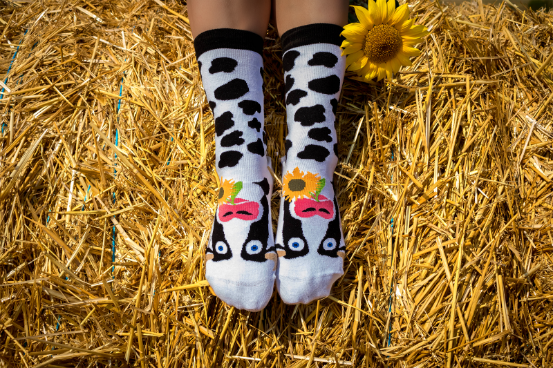 Motivsocken, Kuh Socken, Themensocken, Geschenk für Landwirt