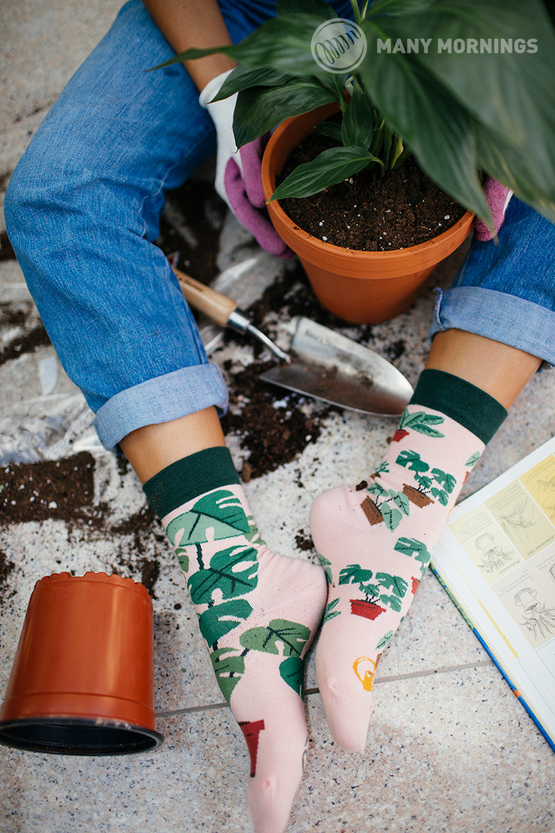 Pflanzen Socken, Blumen Socken, Motivsocken, Themensocken, Geschenkidee für Gärtnerin.