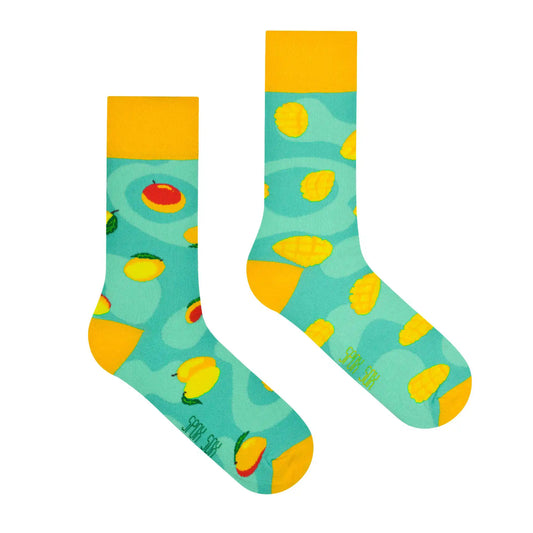 Mango Socken, Frucht Socken, Motivsocken, bunte Socken, Geschenkidee für Gartenfreunde