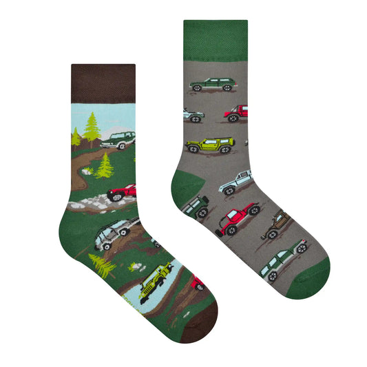 Jeep Socken, SUV Motivsocken, bunte Socken, Geschenkidee, Geländefahrer
