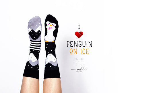 Penguin Socken, Winter Socken, Weihnachtssocken, Motivsocken, Geschenk zu Weihnachten.