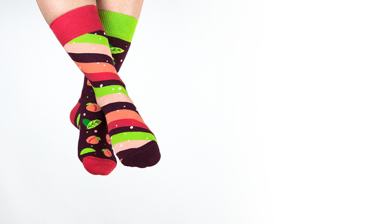 Pfirsich Socken, Food Socken, Themensocken, Motivsocken, Geschenkidee für Koch und Köchin