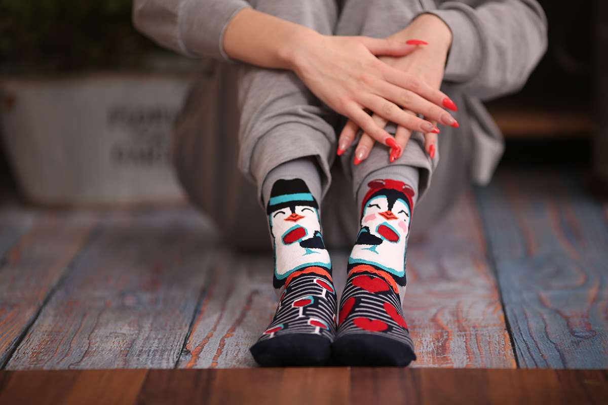 Motivsocken, Pinguin Socken, Themensocken, Geschenk für Paare