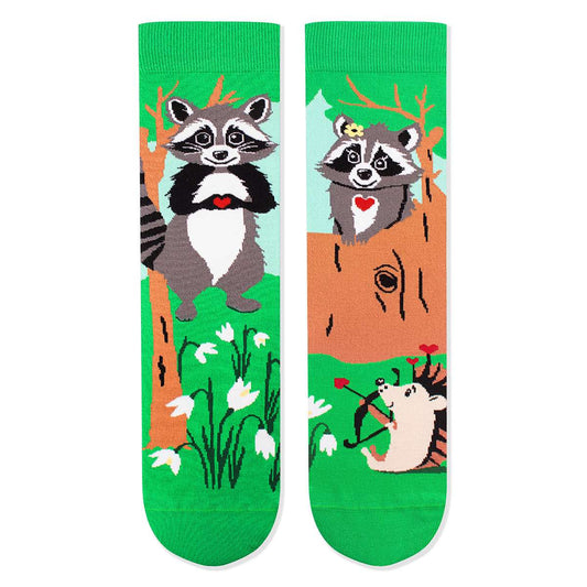 Waschbär Socken, Motivsocken, Themensocken, Geschenkidee für Paare
