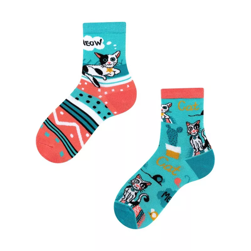 Katzen Kindersocken, Motivsocken für Kinder, Geschenkidee für Jungs und Mädchen.