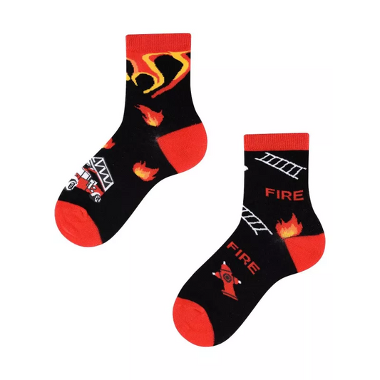 Feuerwehr Kindersocken, Motivsocken für Kinder, Geschenkidee für Jungs und Mädchen.
